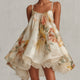 Blanche | Beige Floral A-Line Mini Dress