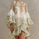 Rosalie | Green Ruffle-Sleeve Mini Dress