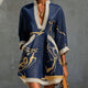 Cosette | Navy V-Neck Mini Dress with Gold Details