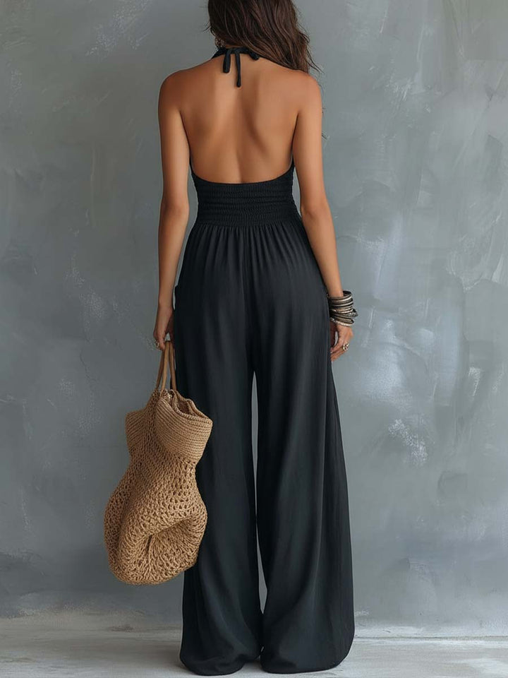 Ava | Retro Lace Halter-Neck Jumpsuit