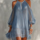 Séraphine | Blue Ruched Off-Shoulder Mini Dress