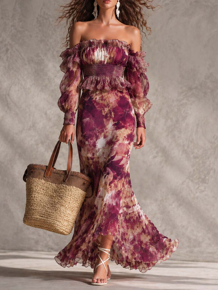 Rosa | Off-Shoulder Chiffon Maxi