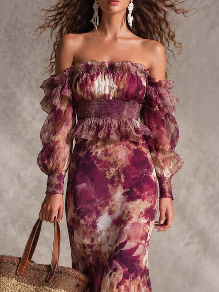 Rosa | Off-Shoulder Chiffon Maxi