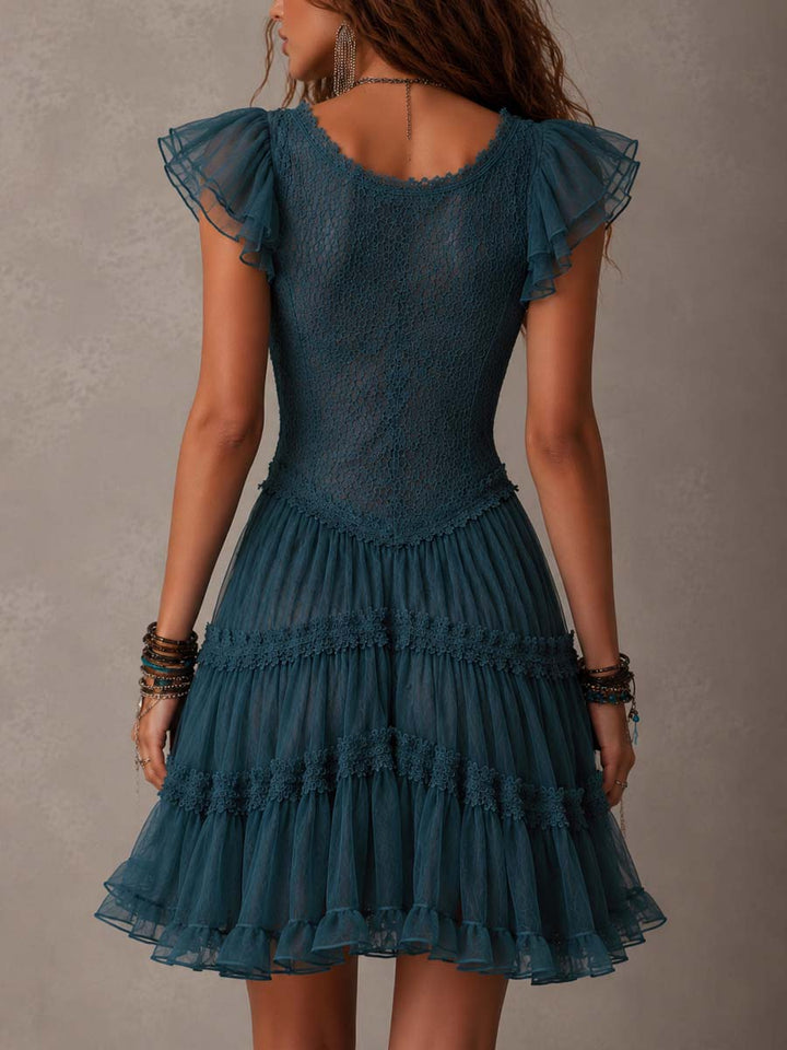 Delphine | Blue Ruffle Mini Dress