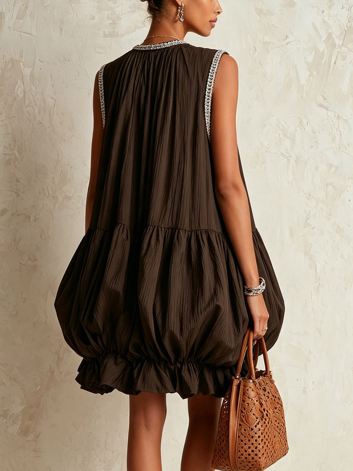 Colette | Brown Bubble-Hem Mini Dress