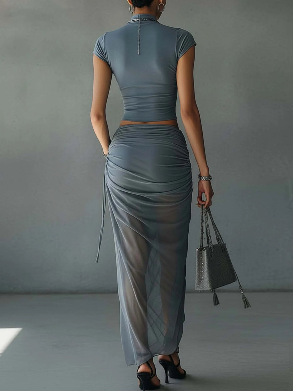 Aria | Mesh Draped Skirt Set