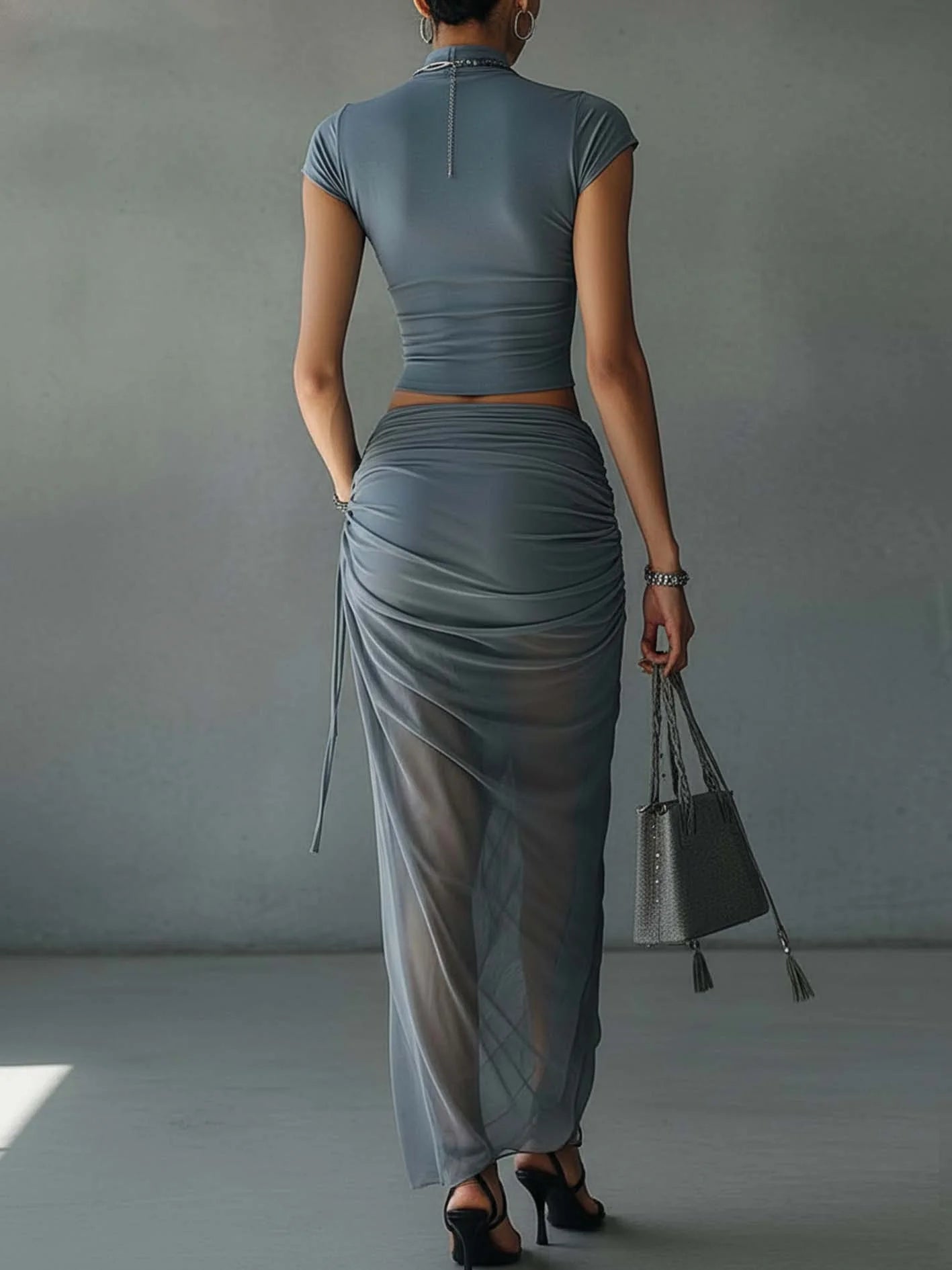 Aria | Mesh Draped Skirt Set