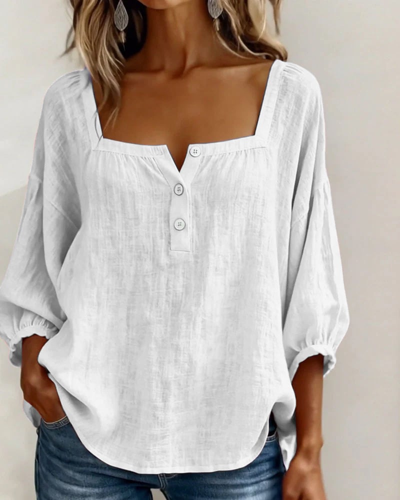 Charly | Blouse Simple Square Neck Long Sleeve