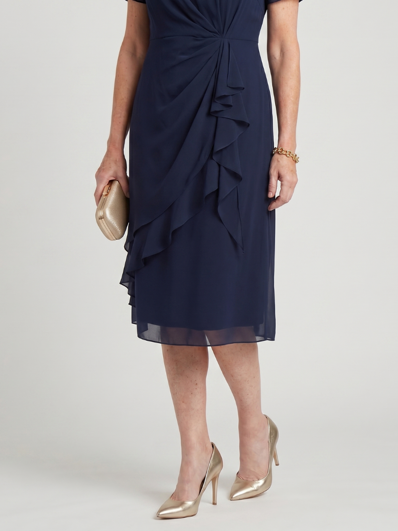 Marguerite™ | Twist Waist Ruffle Midi Dress