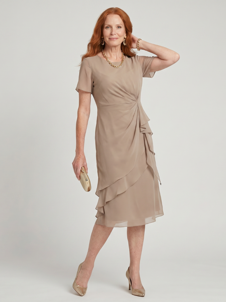 Marguerite™ | Twist Waist Ruffle Midi Dress