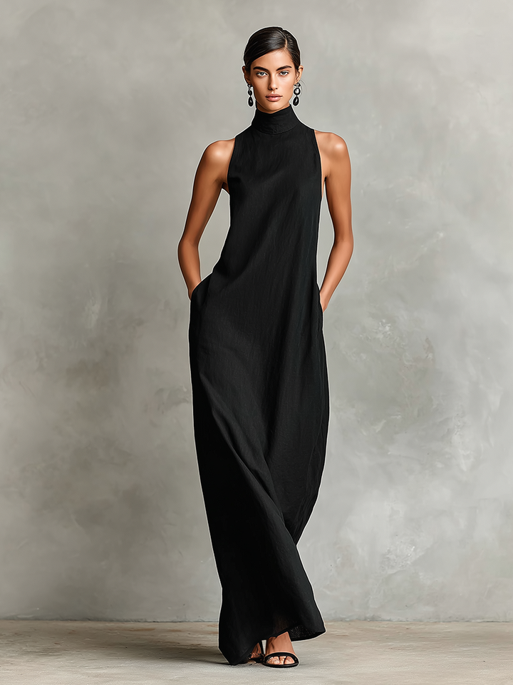 Chrissy | High Neck Pocket Maxi Dress