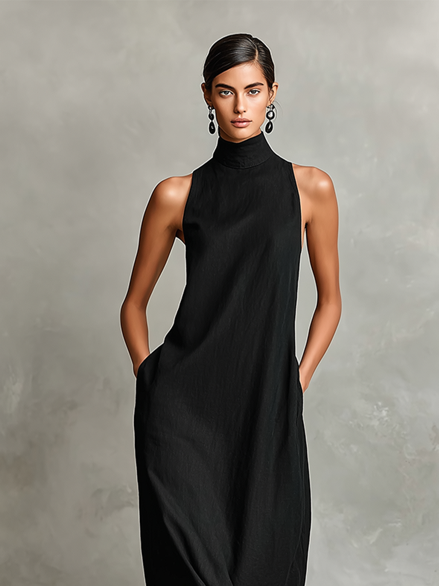 Chrissy | High Neck Pocket Maxi Dress