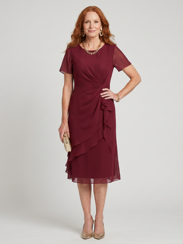 Marguerite™ | Twist Waist Ruffle Midi Dress