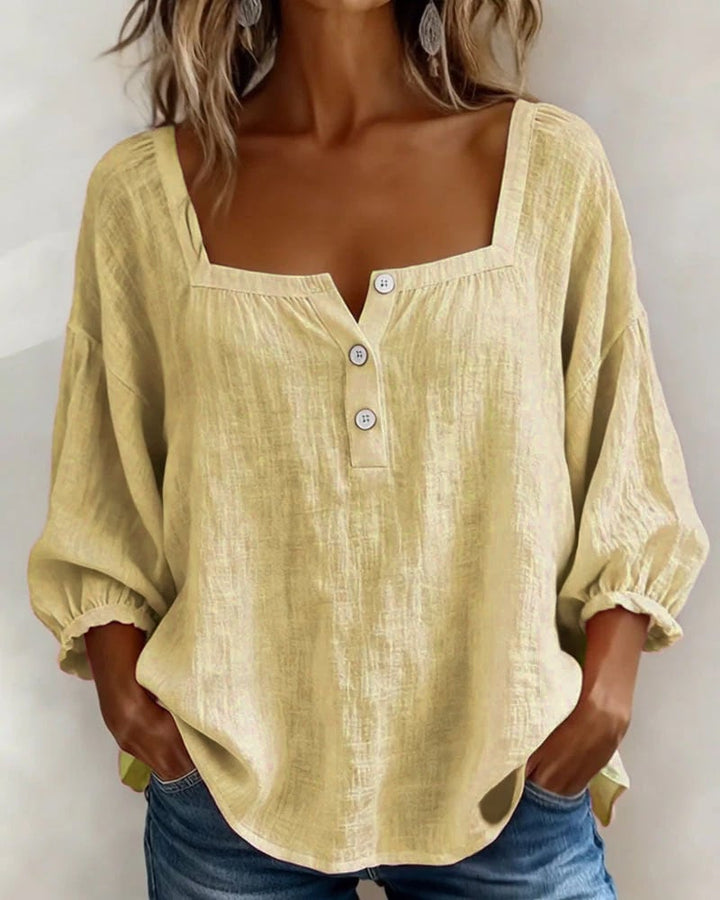 Charly | Blouse Simple Square Neck Long Sleeve