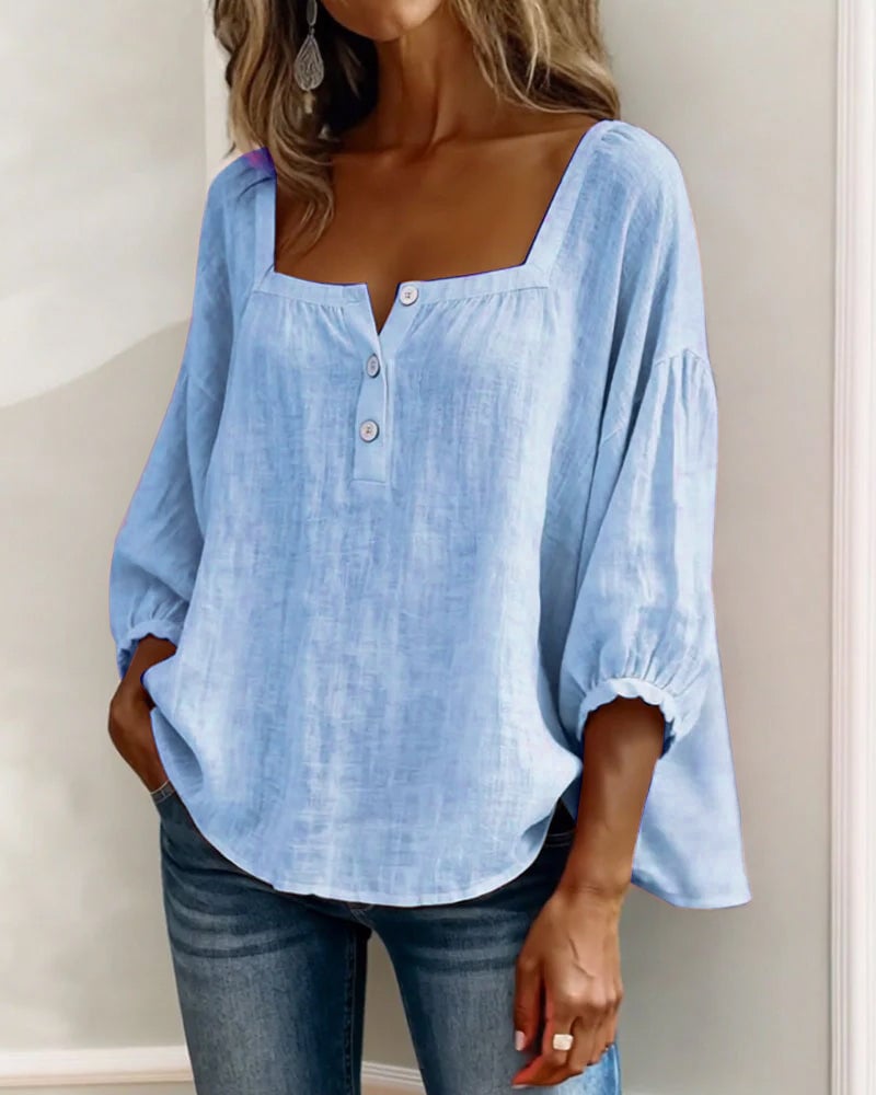 Charly | Blouse Simple Square Neck Long Sleeve