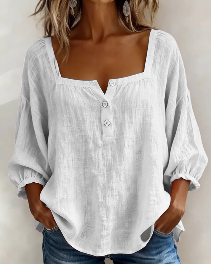 Charly | Blouse Simple Square Neck Long Sleeve