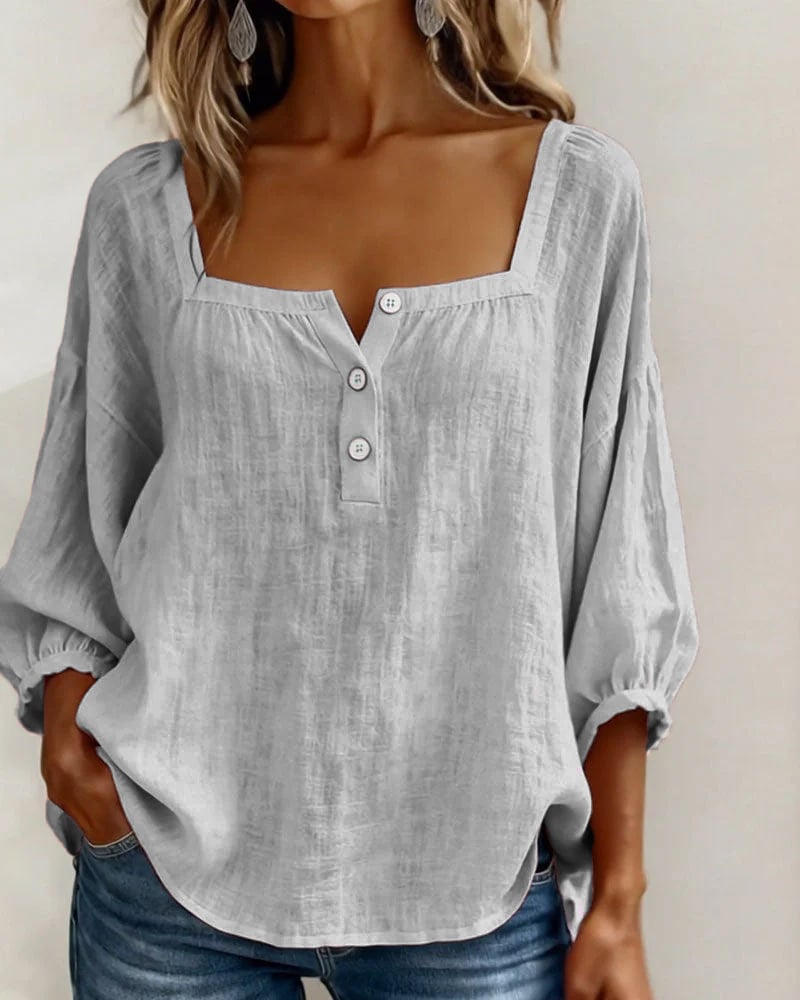 Charly | Blouse Simple Square Neck Long Sleeve