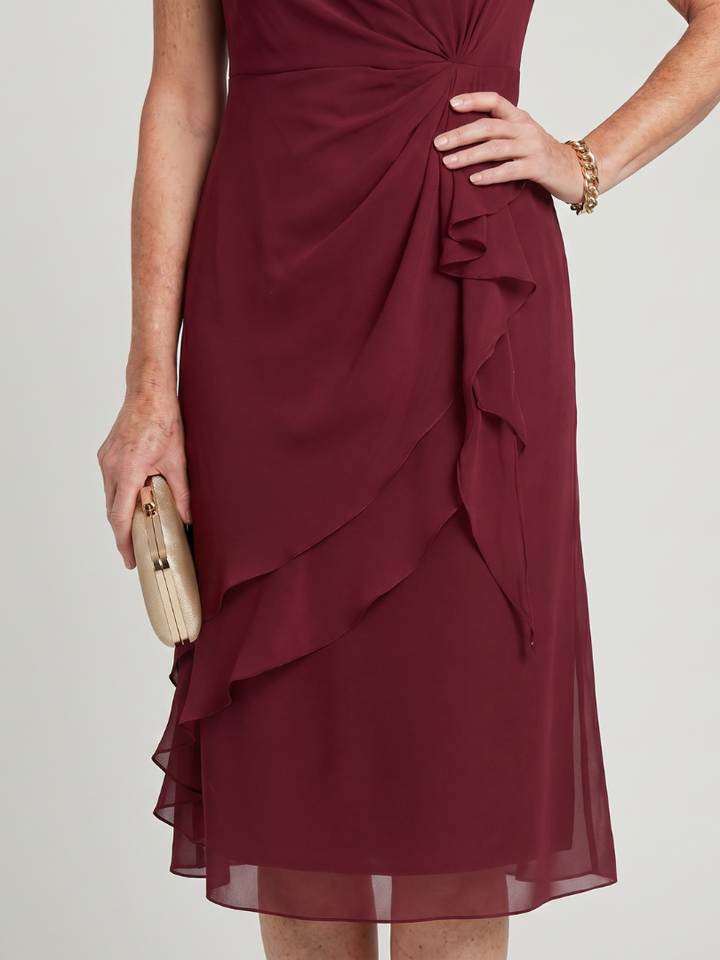 Marguerite™ | Twist Waist Ruffle Midi Dress