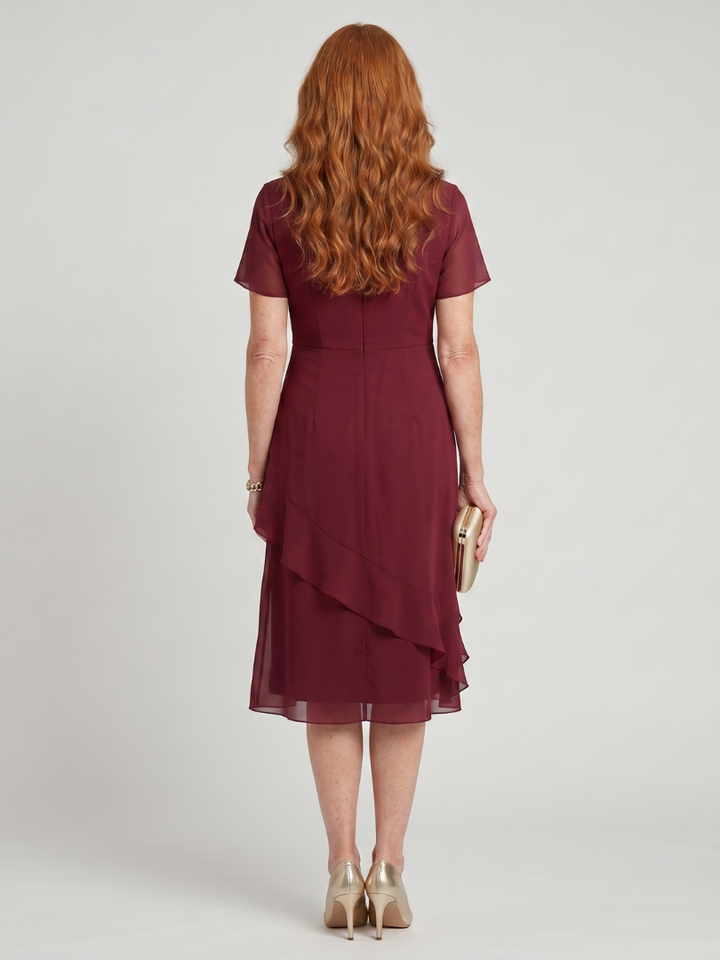 Marguerite™ | Twist Waist Ruffle Midi Dress