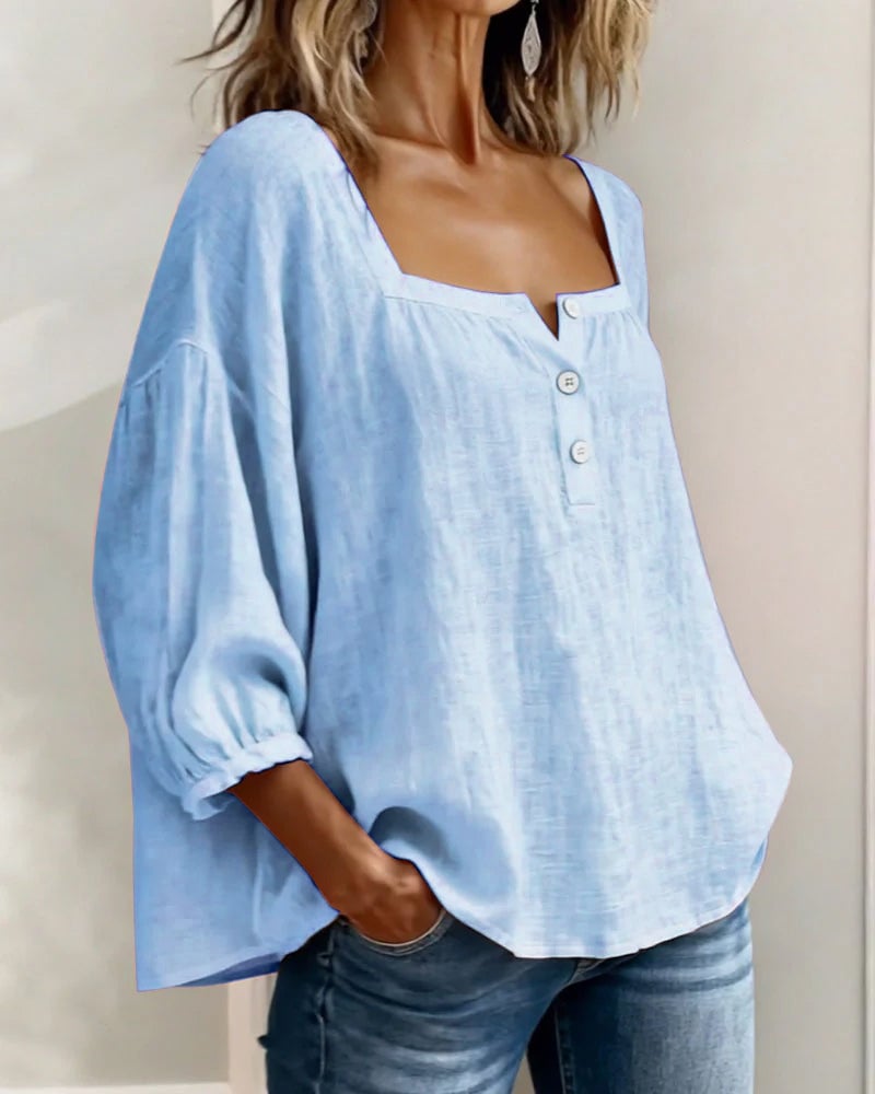 Charly | Blouse Simple Square Neck Long Sleeve