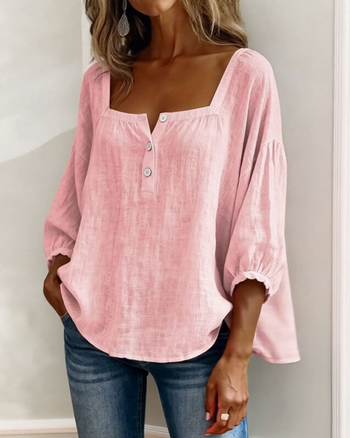 Charly | Blouse Simple Square Neck Long Sleeve