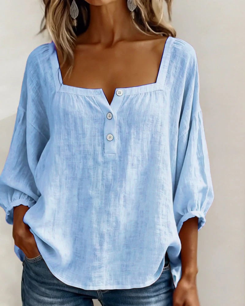 Charly | Blouse Simple Square Neck Long Sleeve