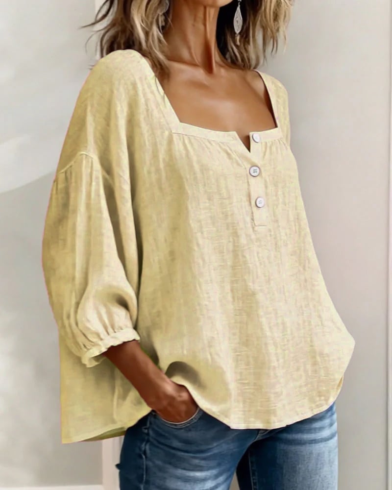 Charly | Blouse Simple Square Neck Long Sleeve