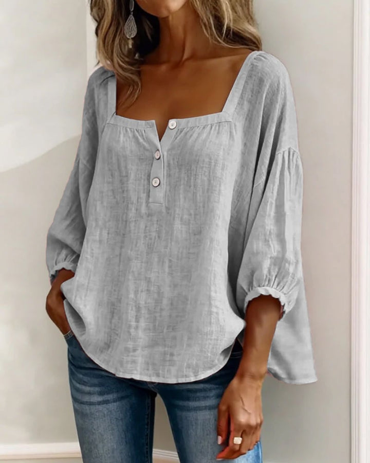 Charly | Blouse Simple Square Neck Long Sleeve