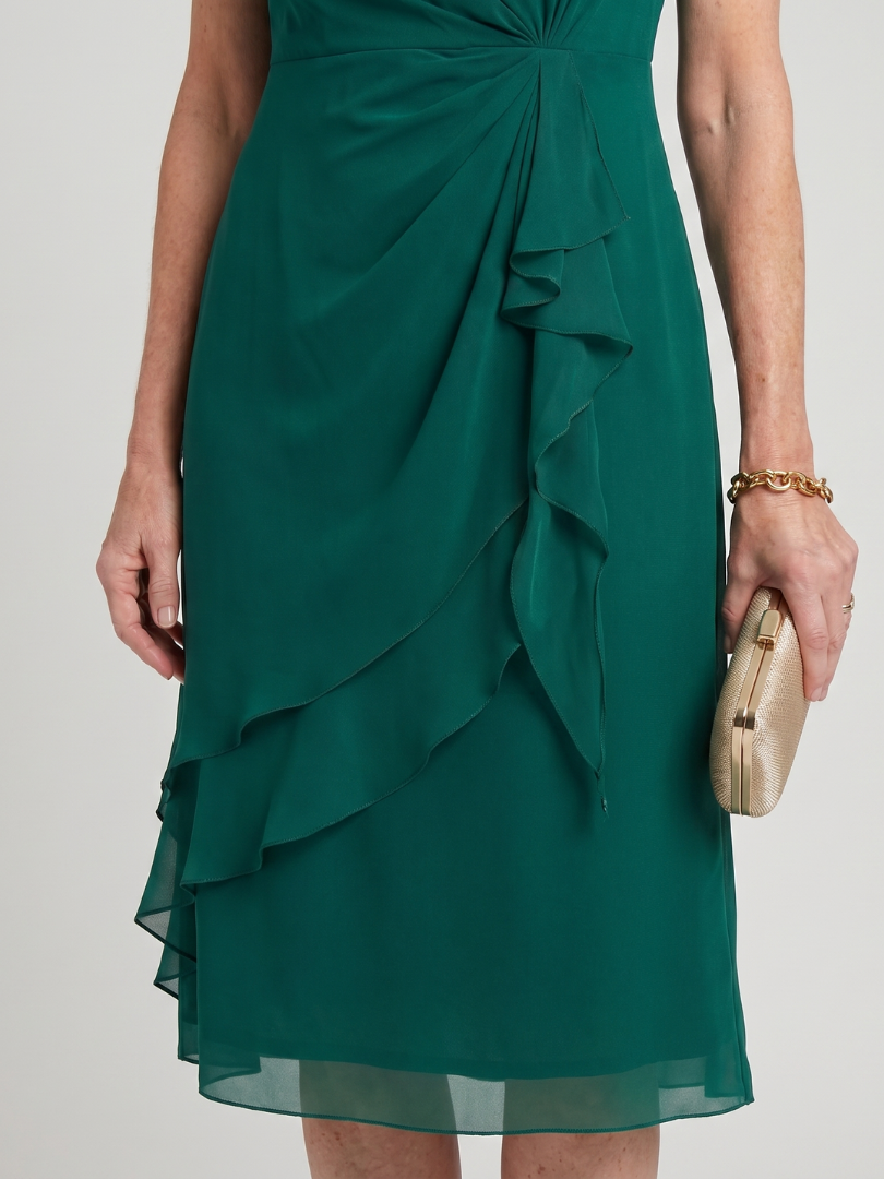 Marguerite™ | Twist Waist Ruffle Midi Dress