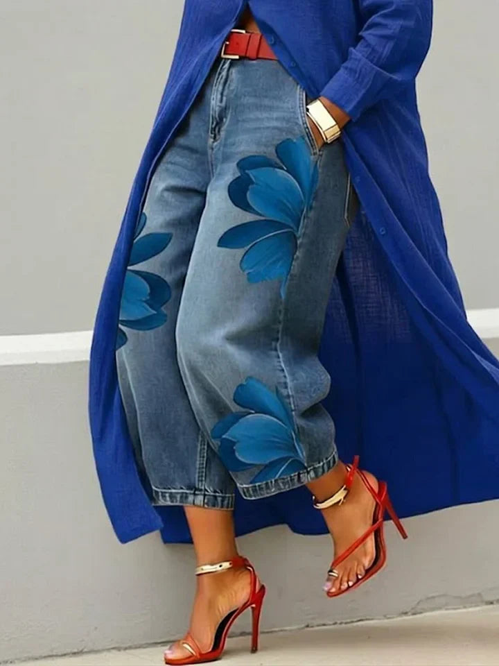 Maud - Shirt Dress and Floral Jeans