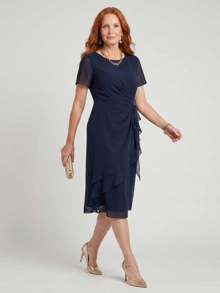 Marguerite™ | Twist Waist Ruffle Midi Dress