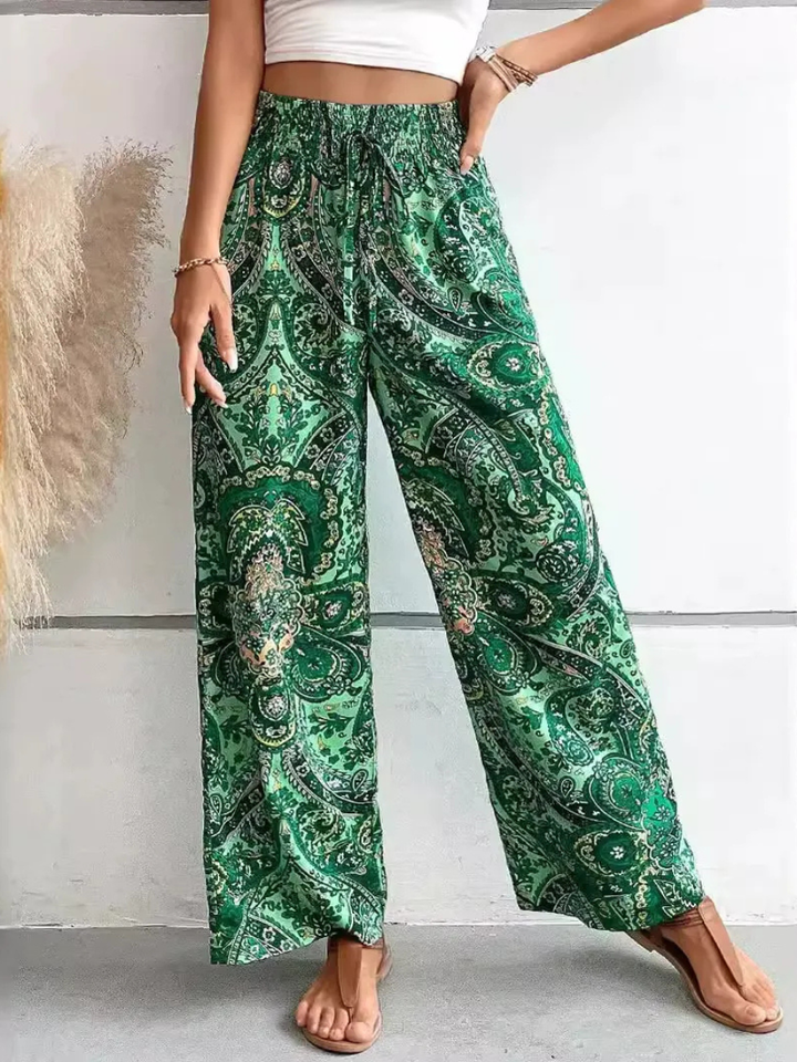 Evie | Printed Wide-Leg Trousers