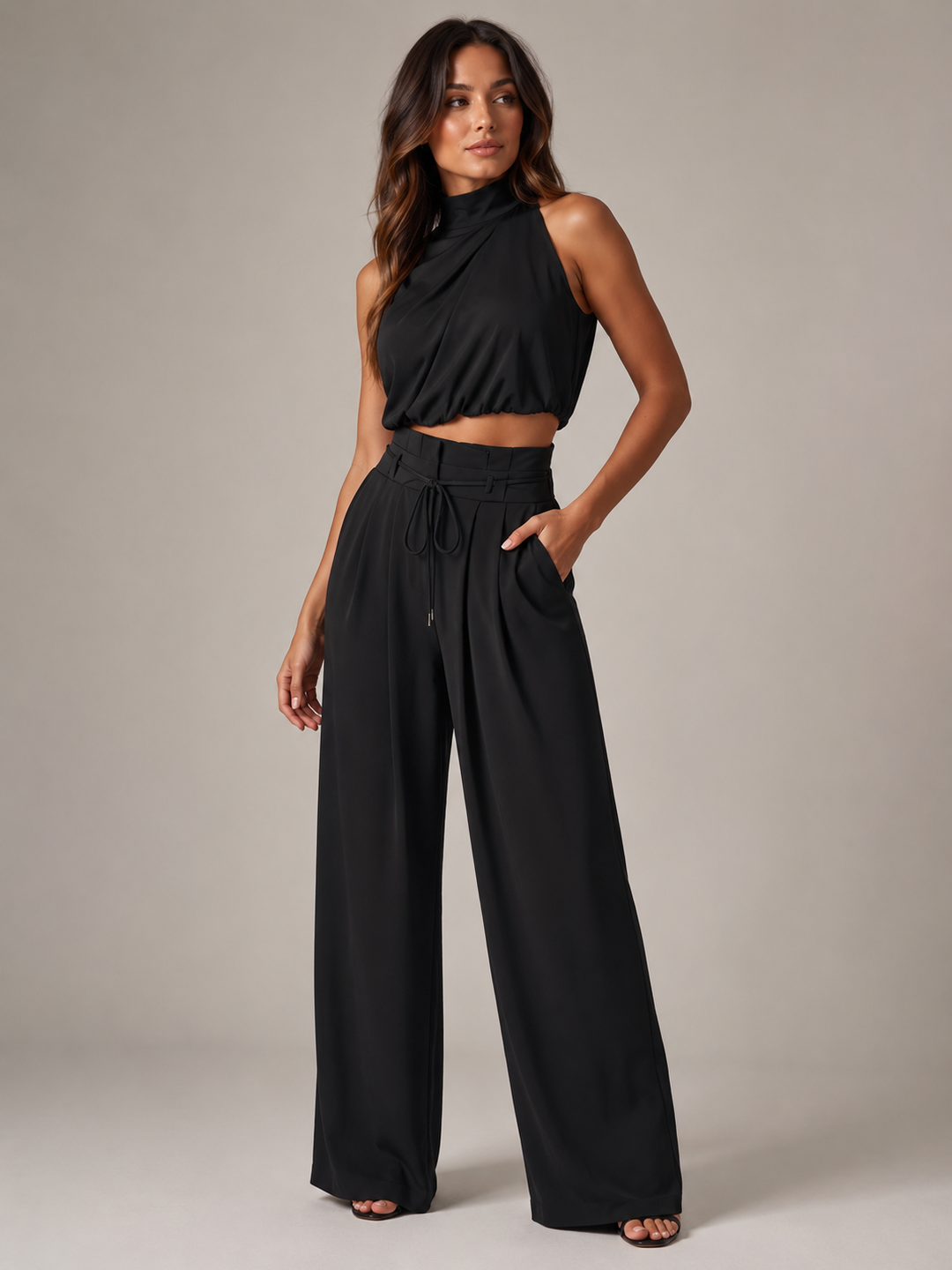 Niene | Halter Top & Wide-Leg Trouser Set