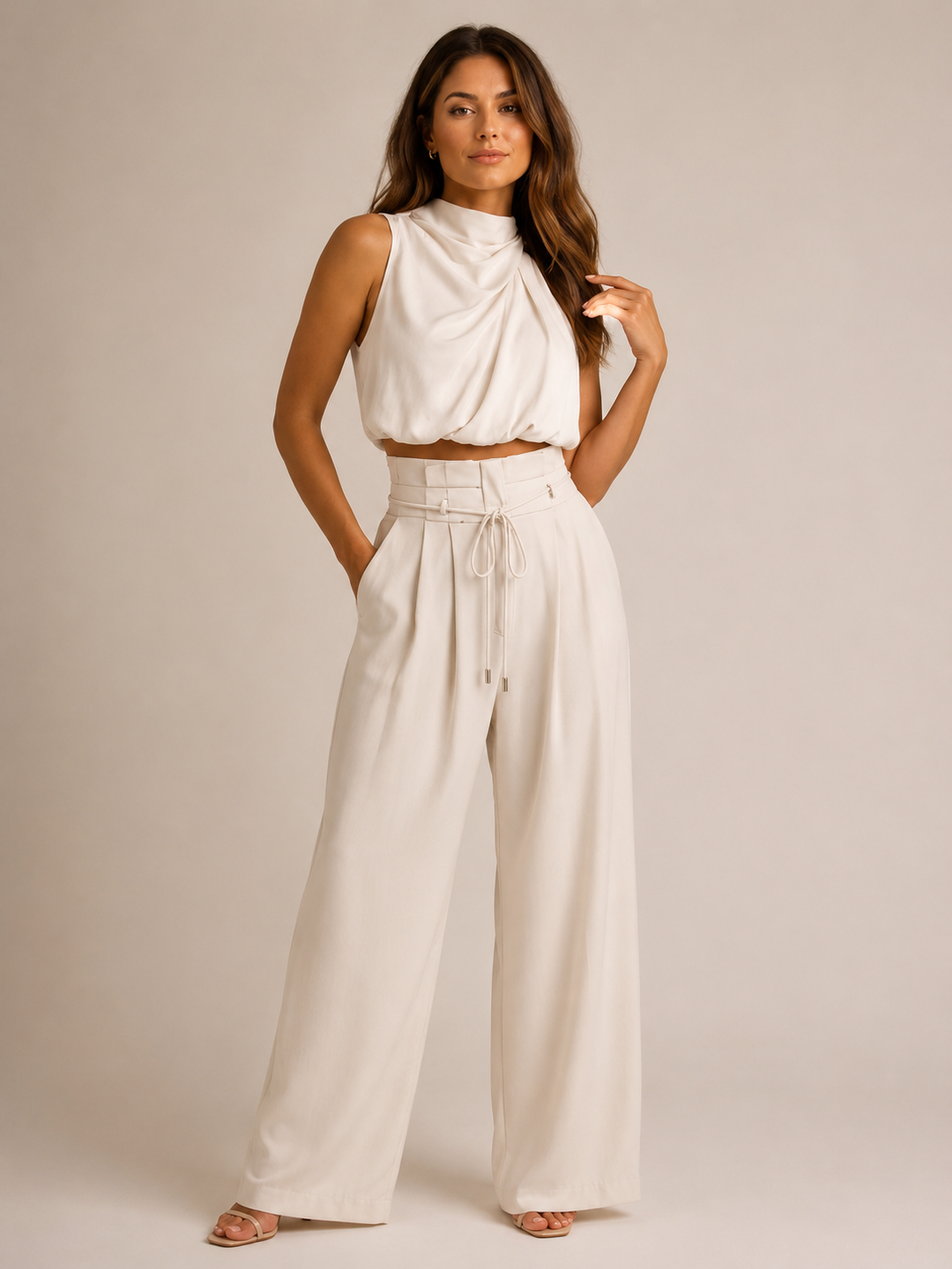 Niene | Halter Top & Wide-Leg Trouser Set