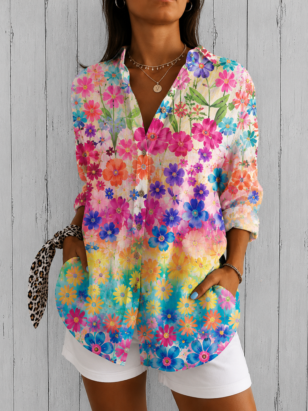 Valeria | Vibrant Artistic Button-Up Blouse