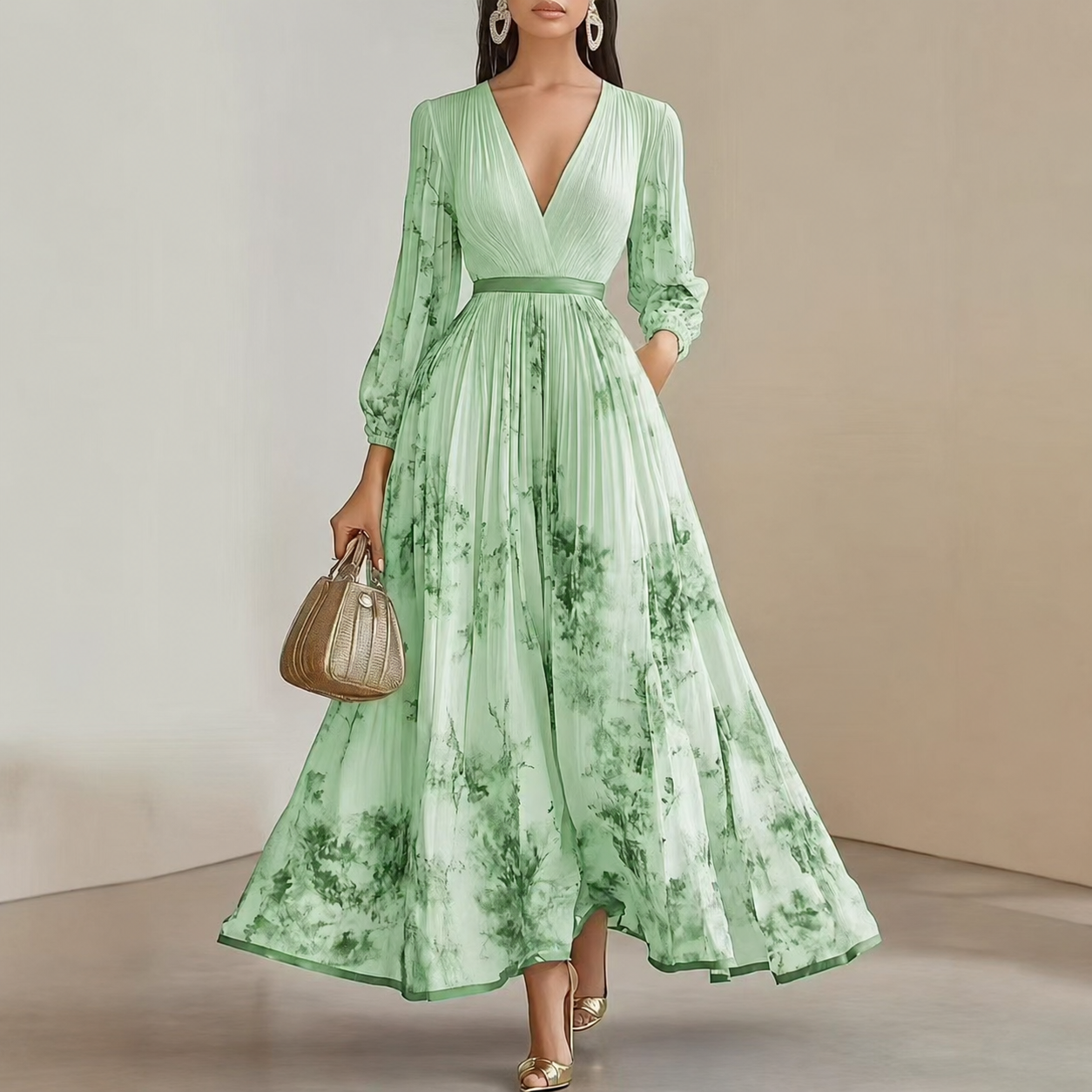 Celeste | Pleated Floral Maxi Dress