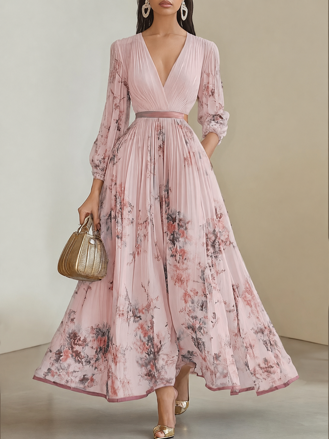 Celeste | Pleated Floral Maxi Dress