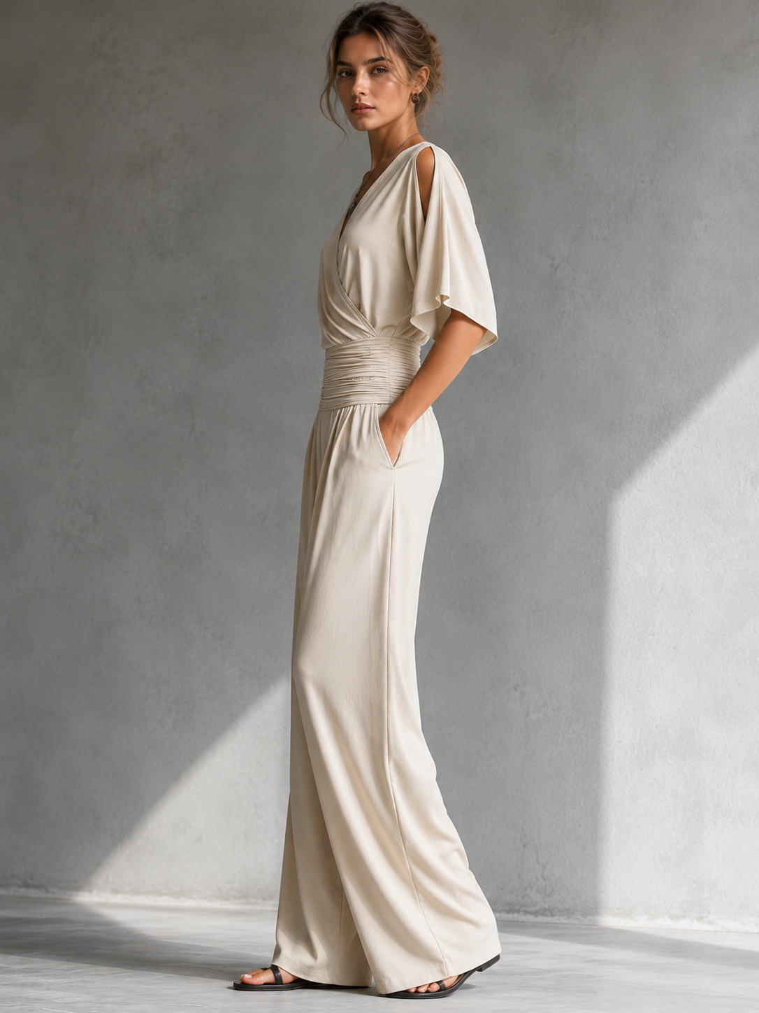 Zeni - Elegant Wrap Jumpsuit with Wide Legs