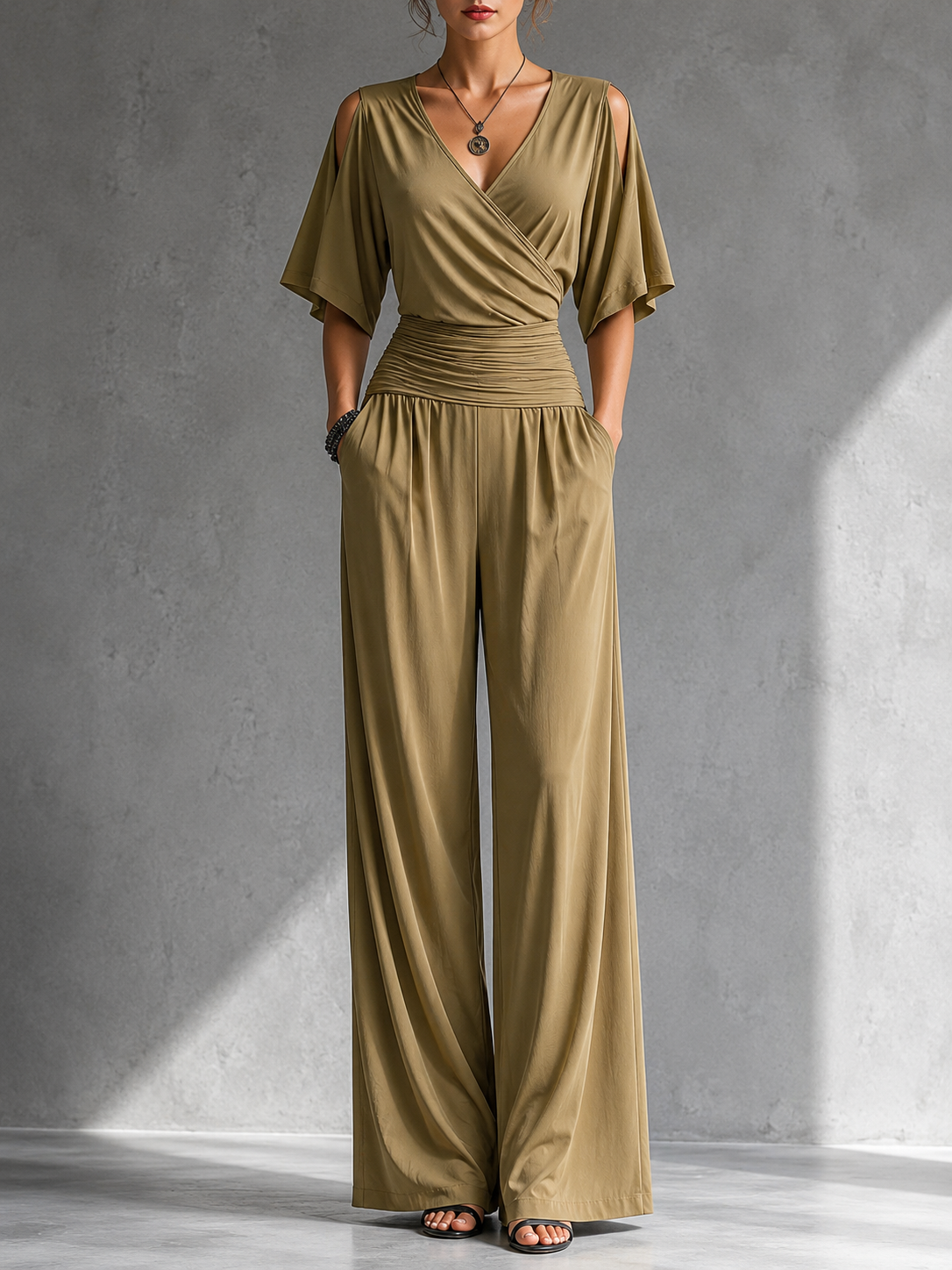 Zeni - Elegant Wrap Jumpsuit with Wide Legs