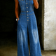Stella | Cinched Waist Wide Leg Denim Jumpsuit
