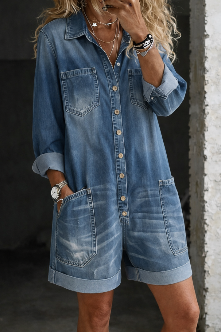 Saylor | Casual Denim Jumpsuit Shorts