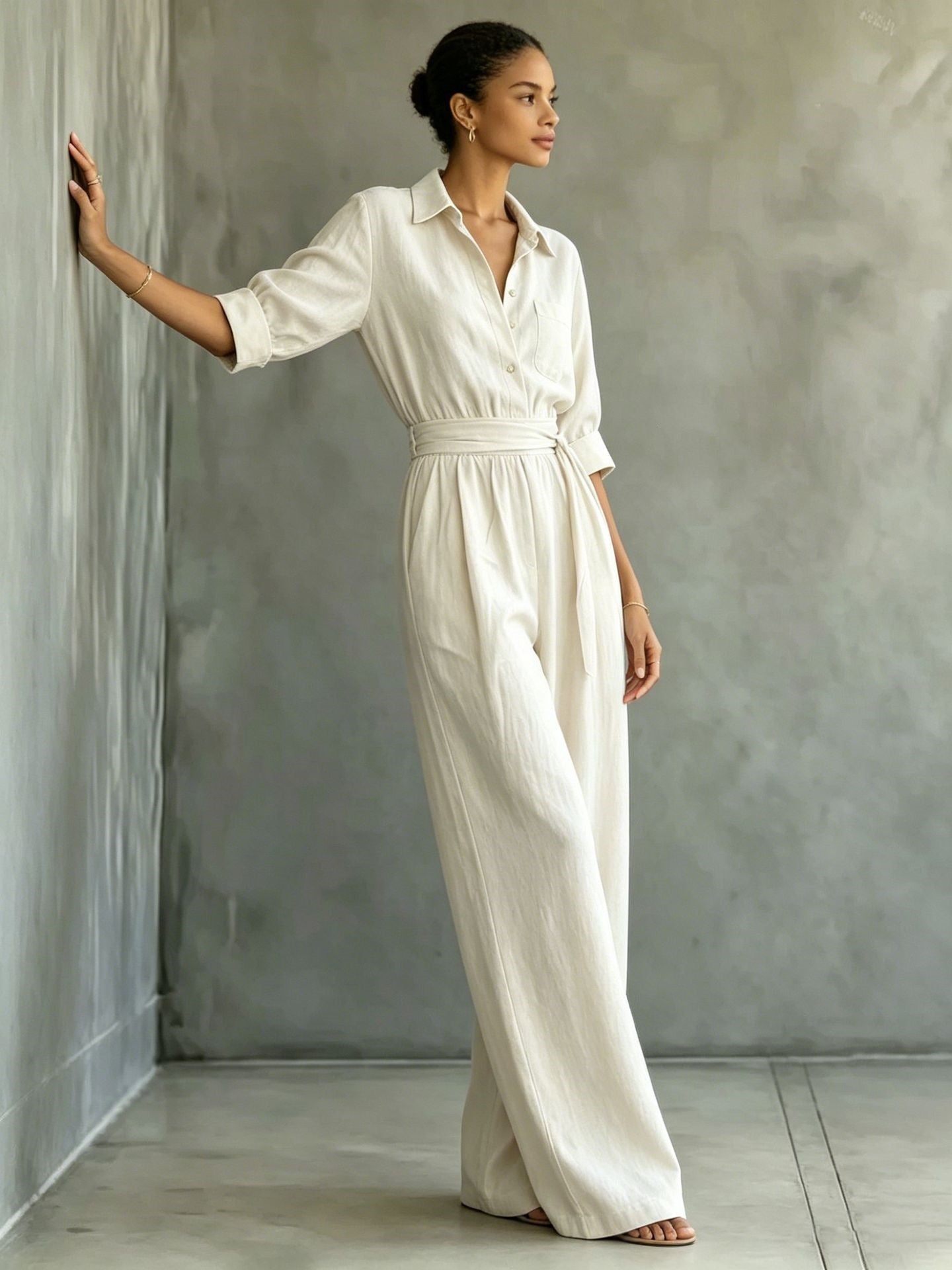 Monroe | Wide-Leg Shirt Jumpsuit