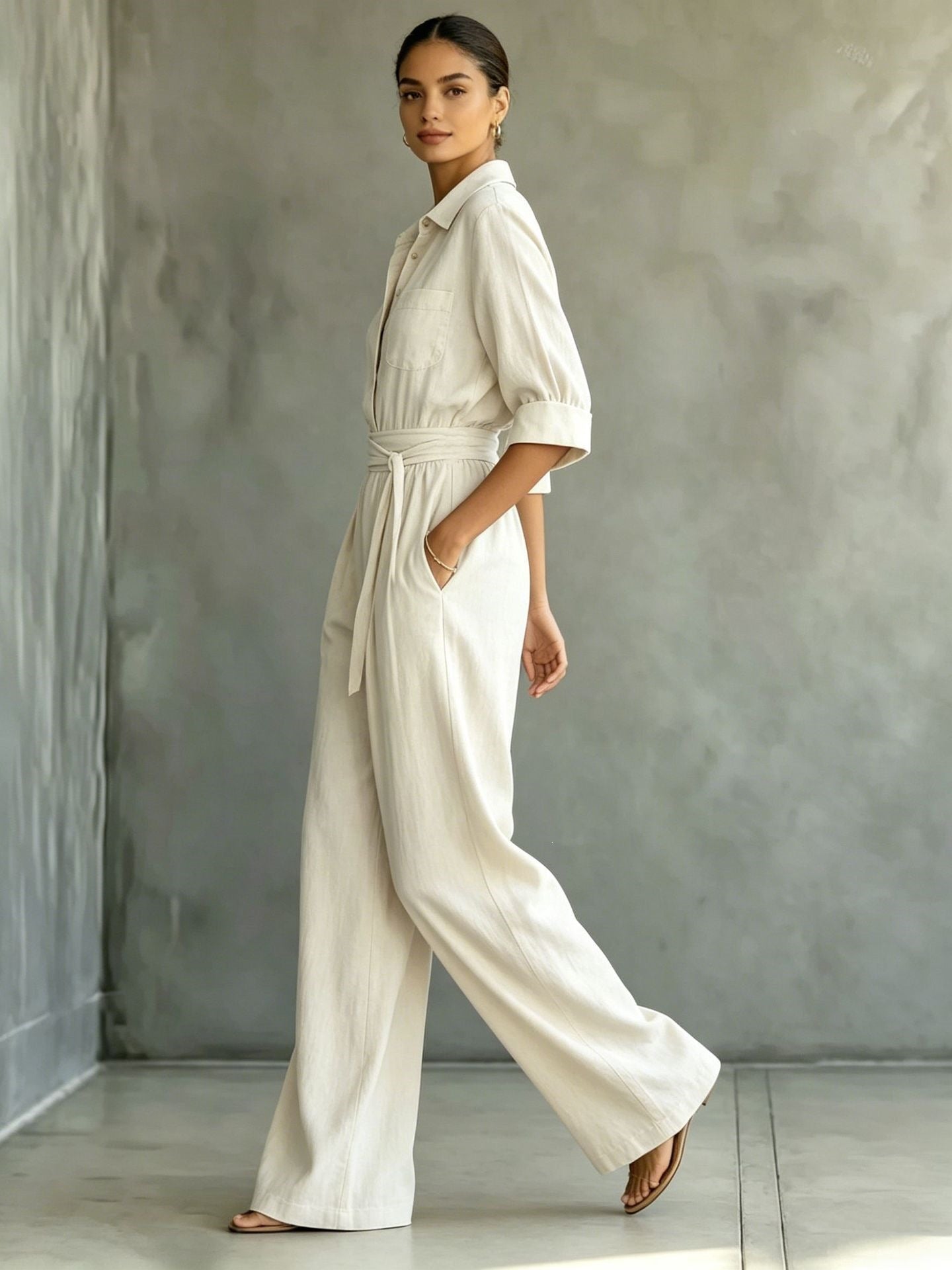 Monroe | Wide-Leg Shirt Jumpsuit