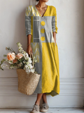 Women's Vintage-Inspired Abstract Geometric Print Pocket Tunic Dress