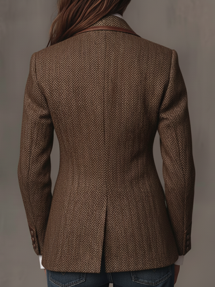 Herringbone Blazer With Printed Panels