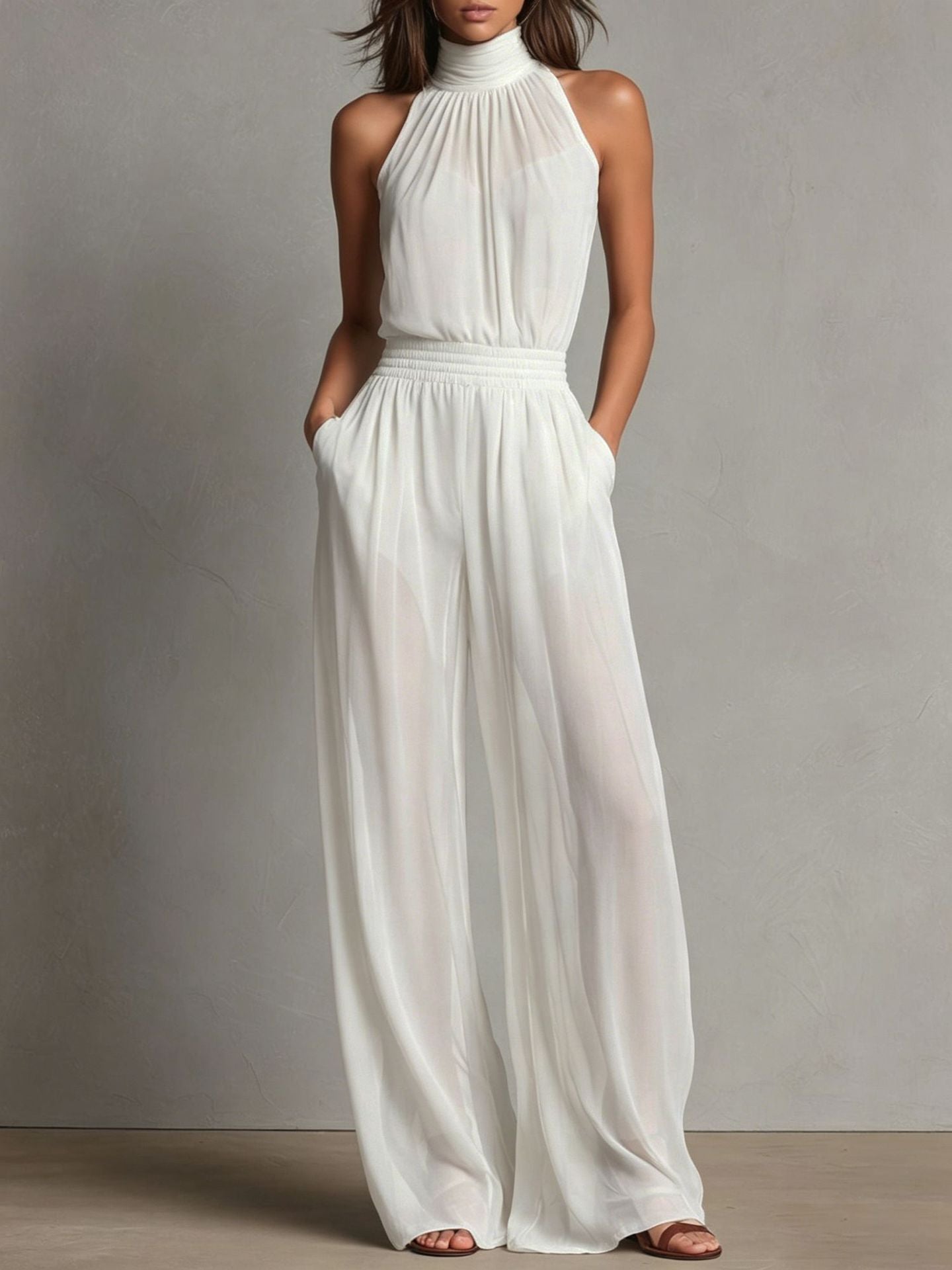 Linda | Chiffon Sleeveless Jumpsuit