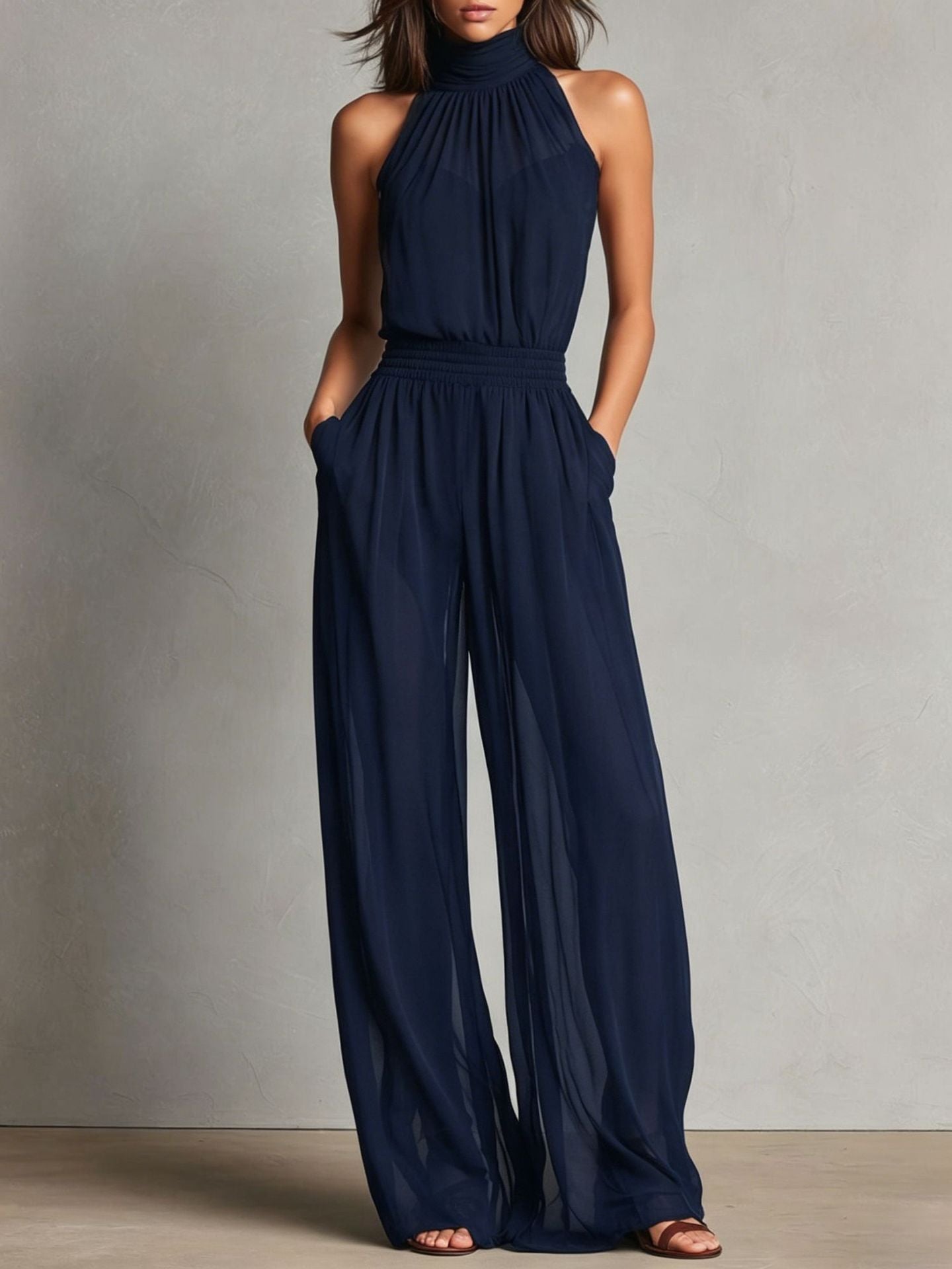 Linda | Chiffon Sleeveless Jumpsuit