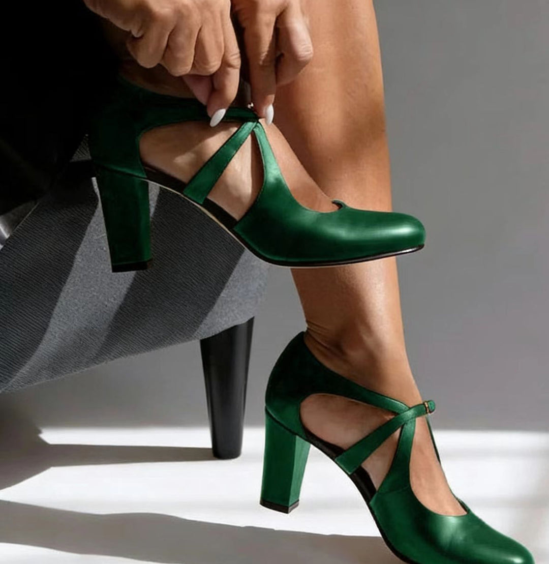 Camille™ | Elegant Leather Comfort Heels