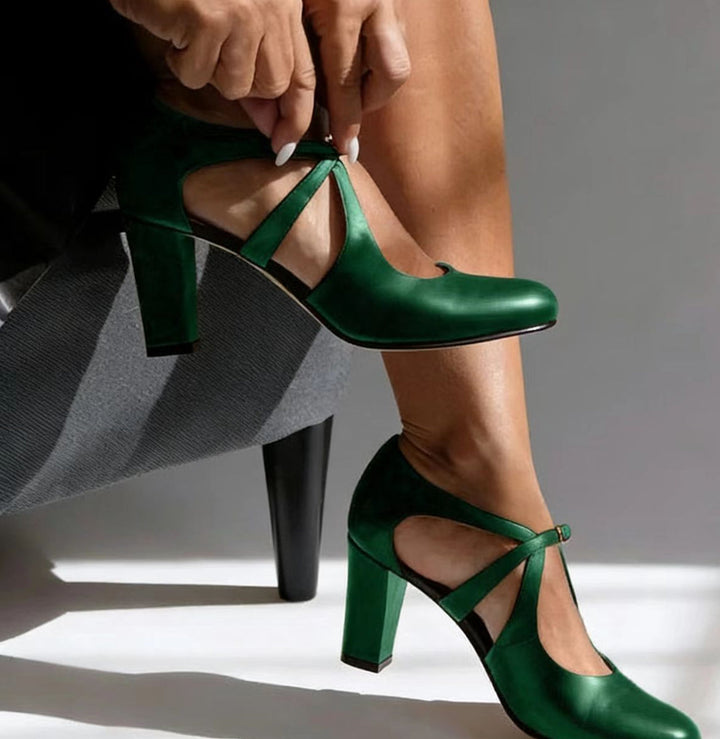Camille™ | Elegant Leather Comfort Heels