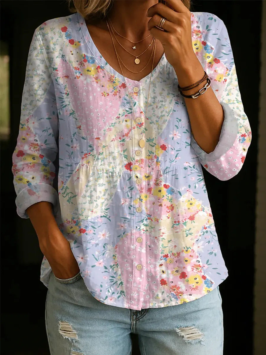 Margaret Waverly™ | Floral Patchwork Blouse